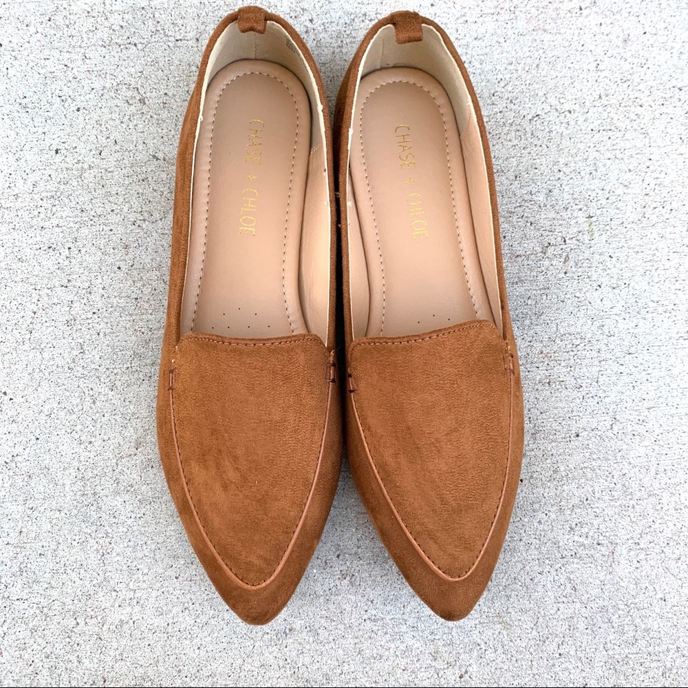 Vegan Suede Camel Brown Flats - Picture 4 of 8